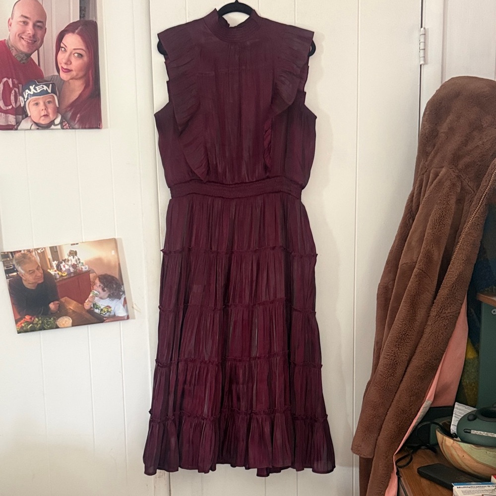 Grey cChic Sleeveless Burgundy Midi Dress Whimsygoth goth classy